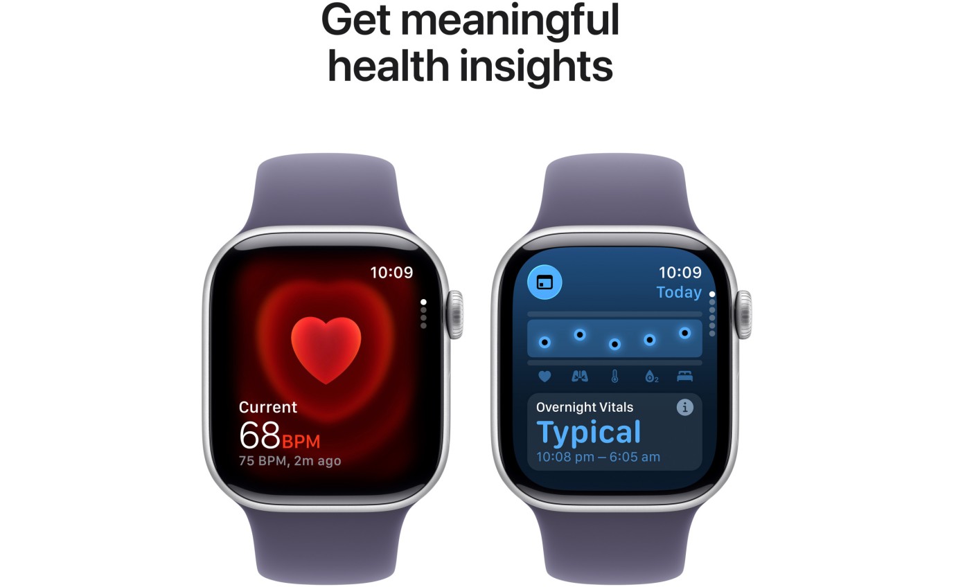 Apple Watch Series 11 GPS 42mm Silver Aluminium Case with Purple Fog Sport Band (S/M) MEU64XA