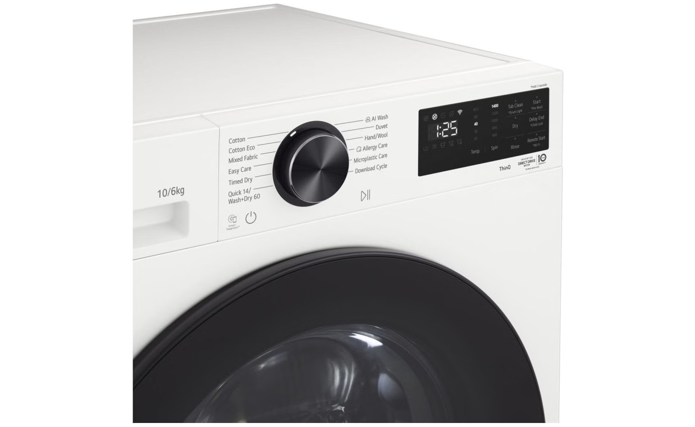 LG 10/6kg Series 3 AI Front Load Wash and Dry Combo (White) WXC31410W