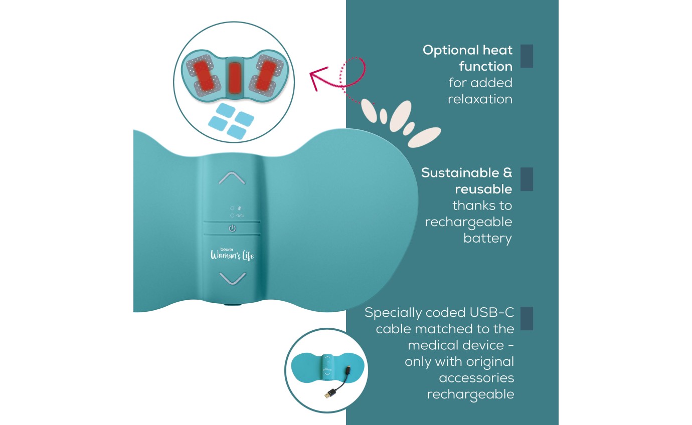 Beurer Menstrual Relax Plus 2-in-1 TENS & Heat Therapy Device EM55