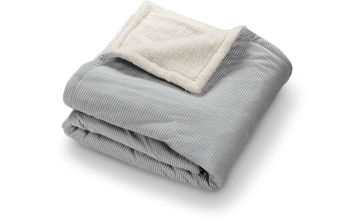 Beurer Corded Velvet Heated Throw (Light Grey) HD81