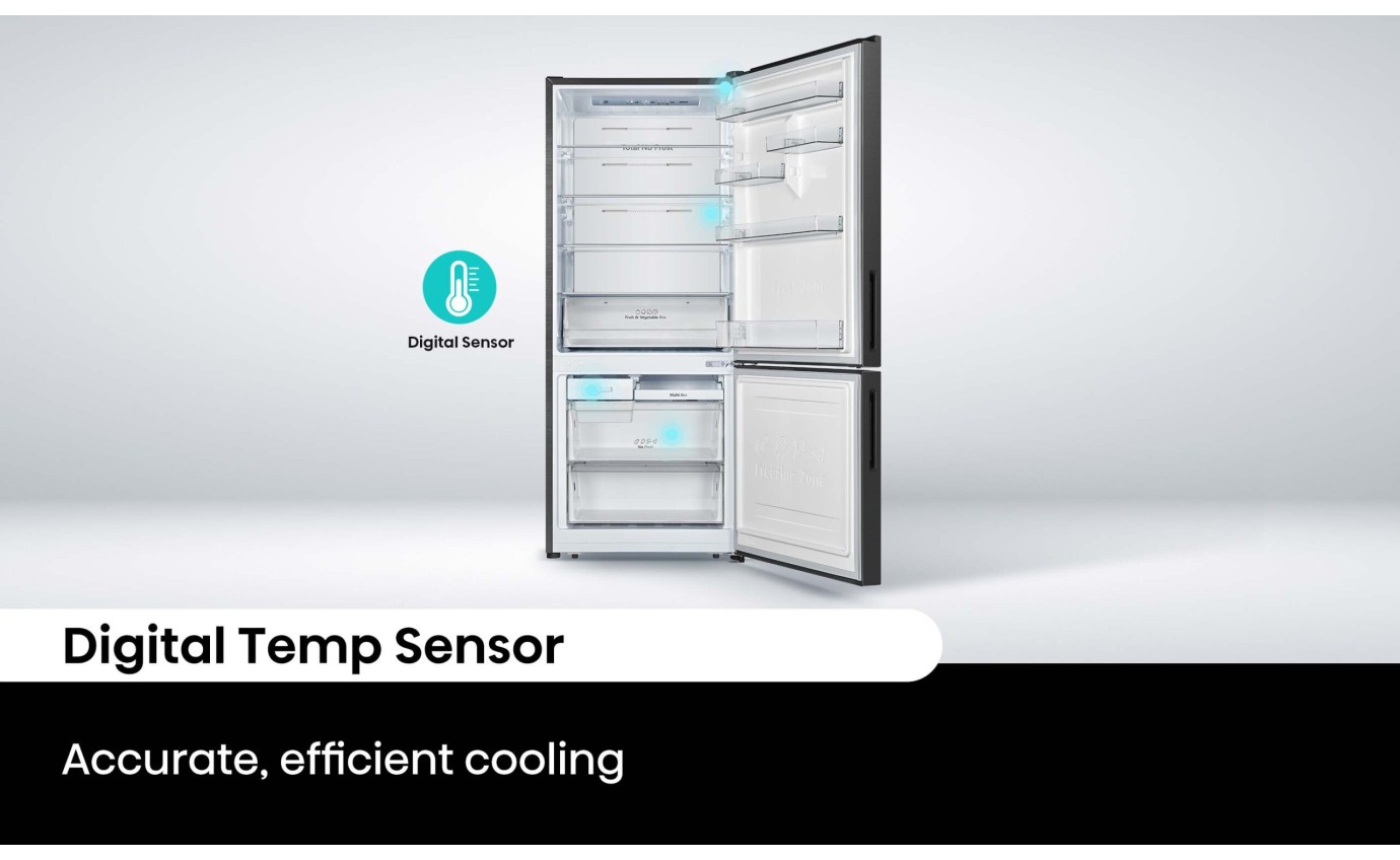 Hisense 417L PureFlat Eco Vision Bottom Mount Fridge (Black Steel) HRBM418E