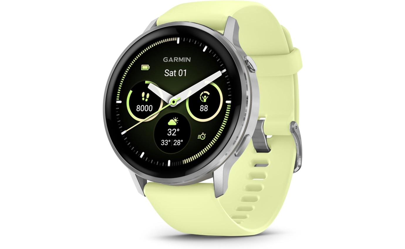 Garmin Venu&reg; 4 Smartwatch 45mm (Silver/Citron Silicone Band) 0100301402
