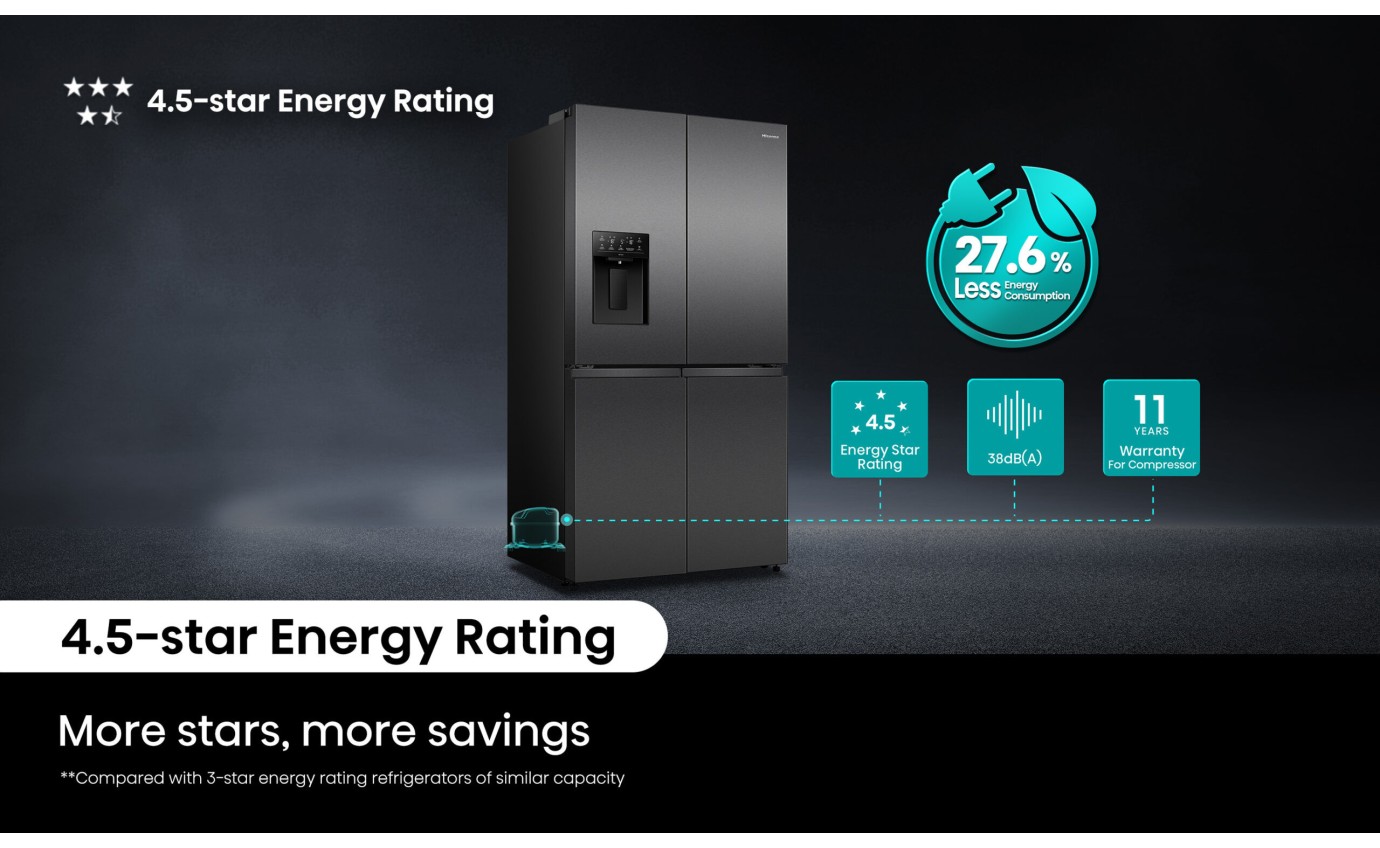 Hisense 640L PureFlex French Door Fridge (Dark Stainless Steel) HRCD640TBW