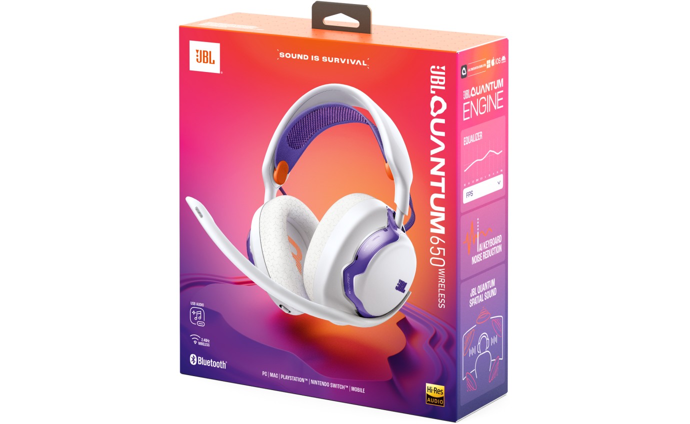 JBL Quantum 650 Gaming Wireless Over-Ear Headset (White) JBLQTUM650WHT