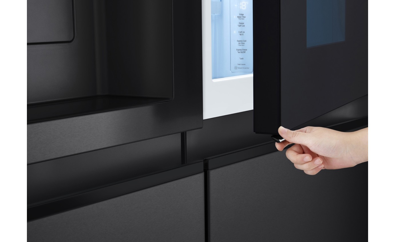 LG 635L InstaView Side By Side Fridge (Matte Black) GSV600MBLC