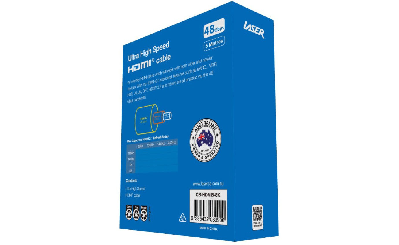 Laser 8K Gold HDMI 2.1 Cable 5m CBHDMI58K