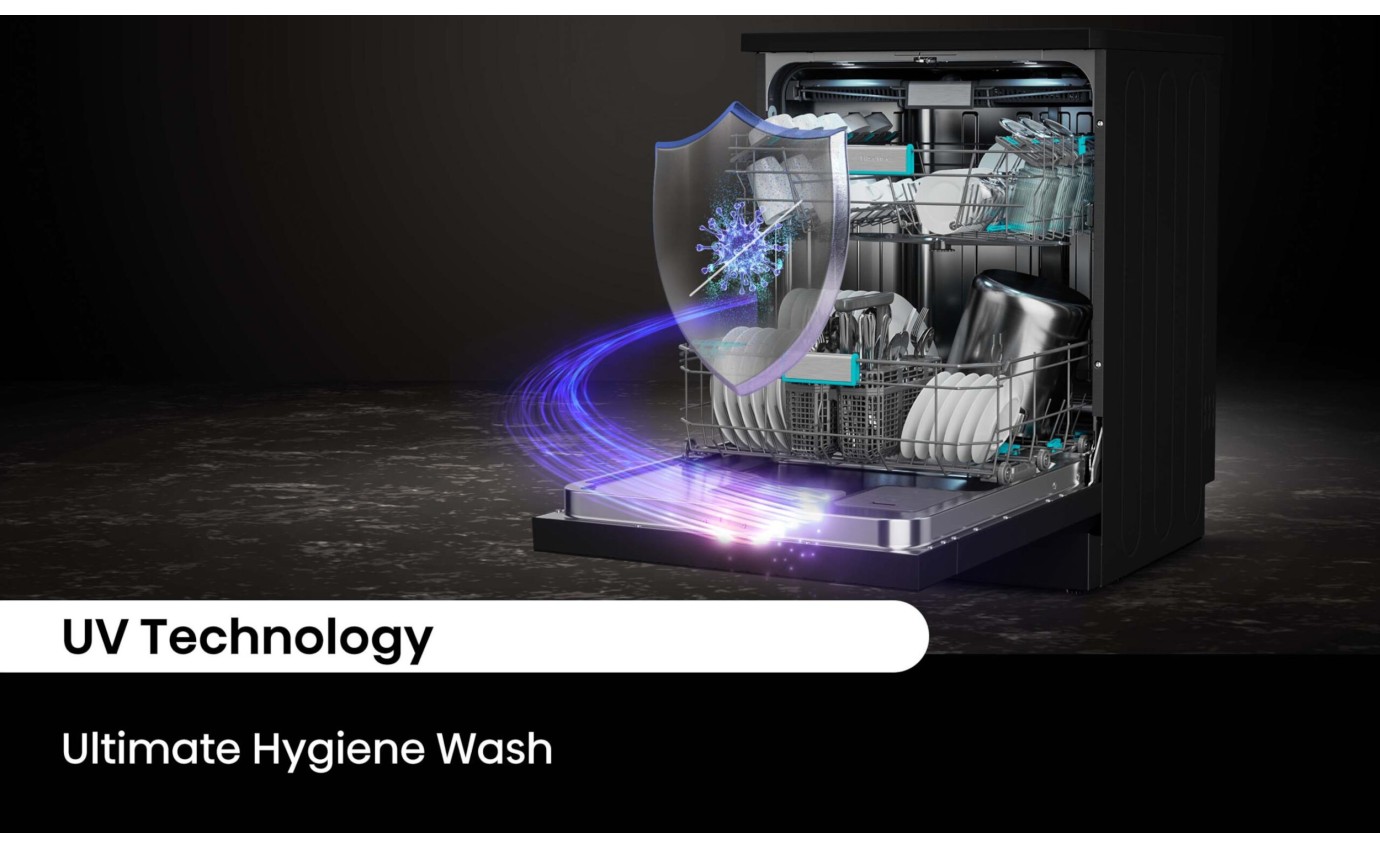 Hisense 60cm Freestanding Dishwasher (Black Steel) HSAP16FB