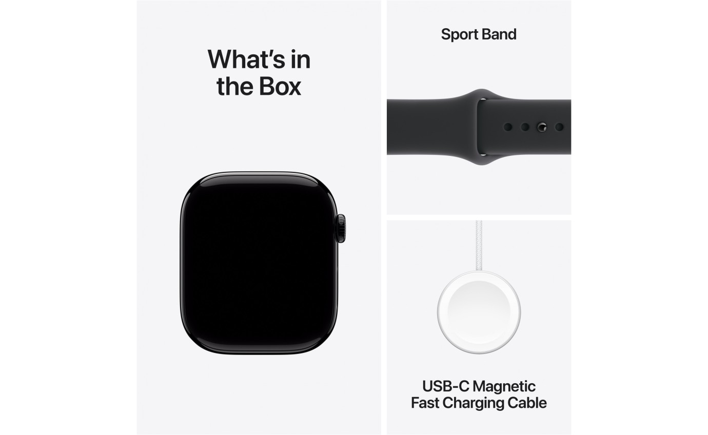 Apple Watch Series 11 GPS + Cellular 46mm Jet Black Aluminium Case with Black Sport Band (S/M) MFC24XA