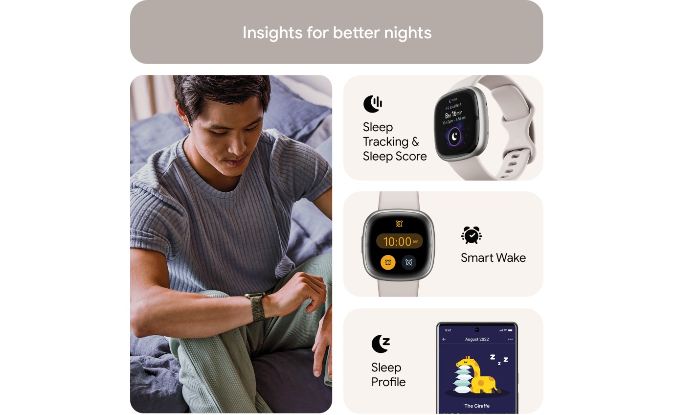 Fitbit Sense 2 Smartwatch (Lunar White/Platinum Aluminium) FB521SRWTFRCJK