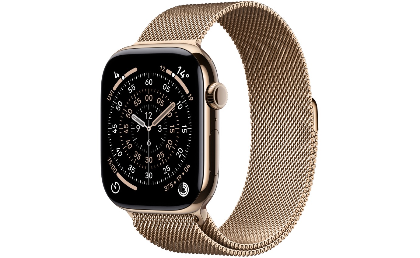 Apple Watch Series 11 GPS + Cellular 46mm Gold Titanium Case with Gold Milanese Loop (M/L) MFD84XA