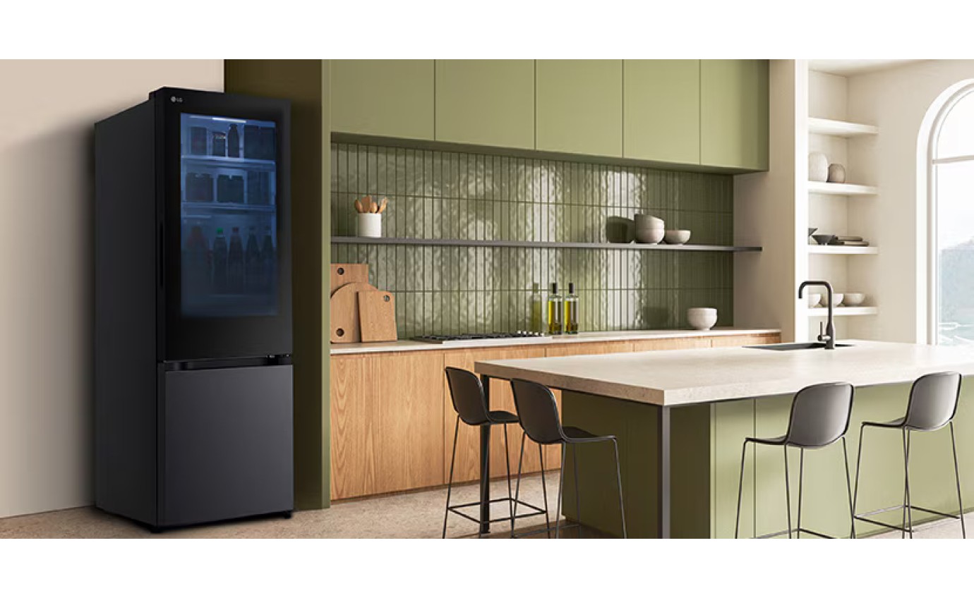 LG 340L Instaview Bottom Mount Fridge (Matte Black) GBV300MBL