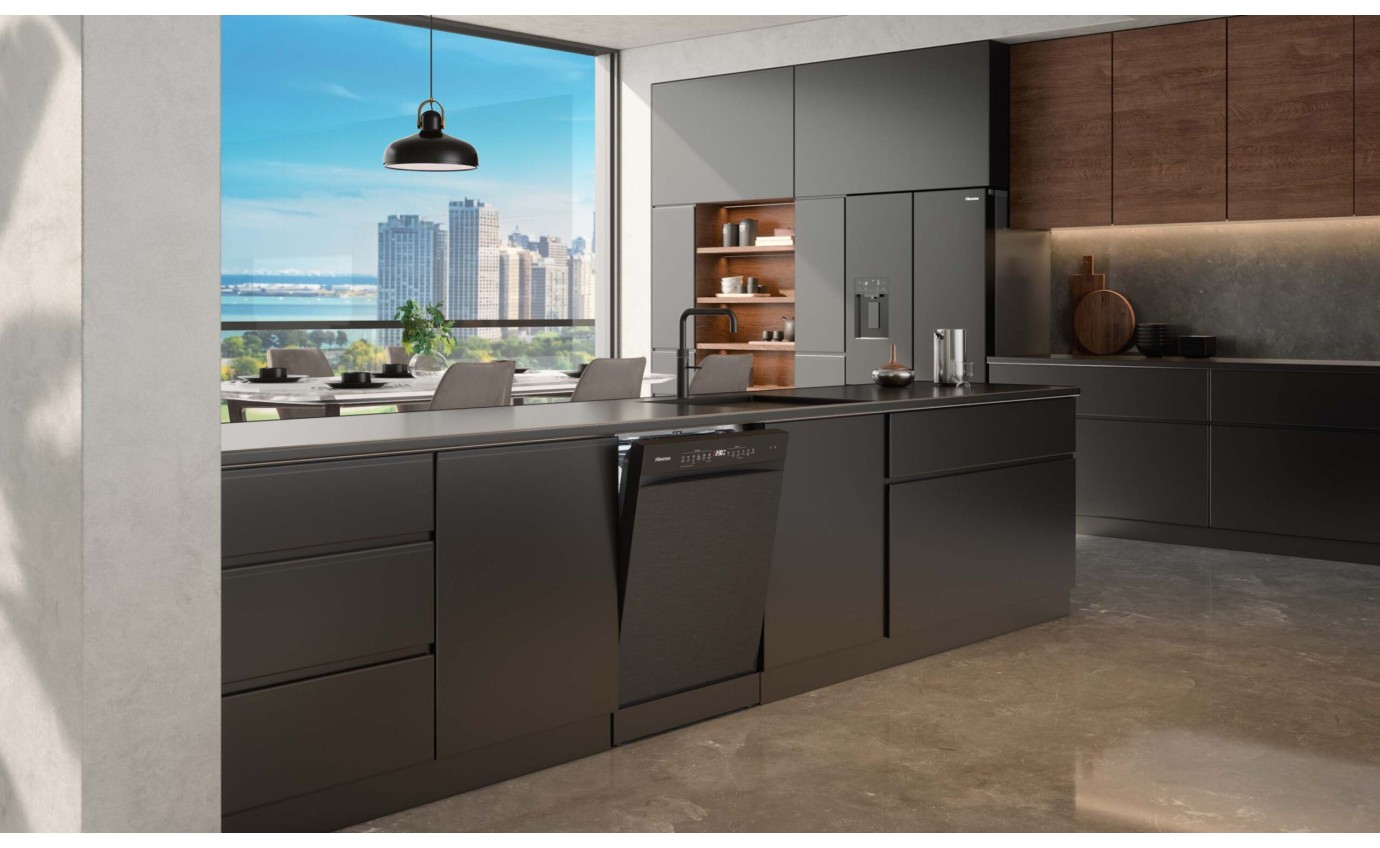 Hisense 60cm Freestanding Dishwasher (Black Steel) HSAP16FB