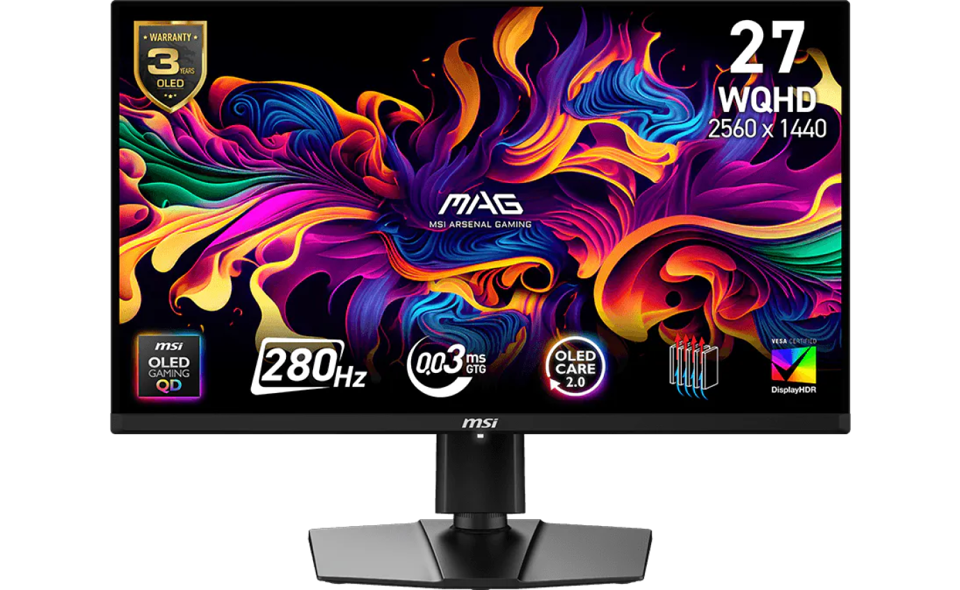MSI 26.5 inch MAG 271QP QD-OLED X28 WQHD 280Hz Gaming Monitor (Black) 271QPQDOLEDX28