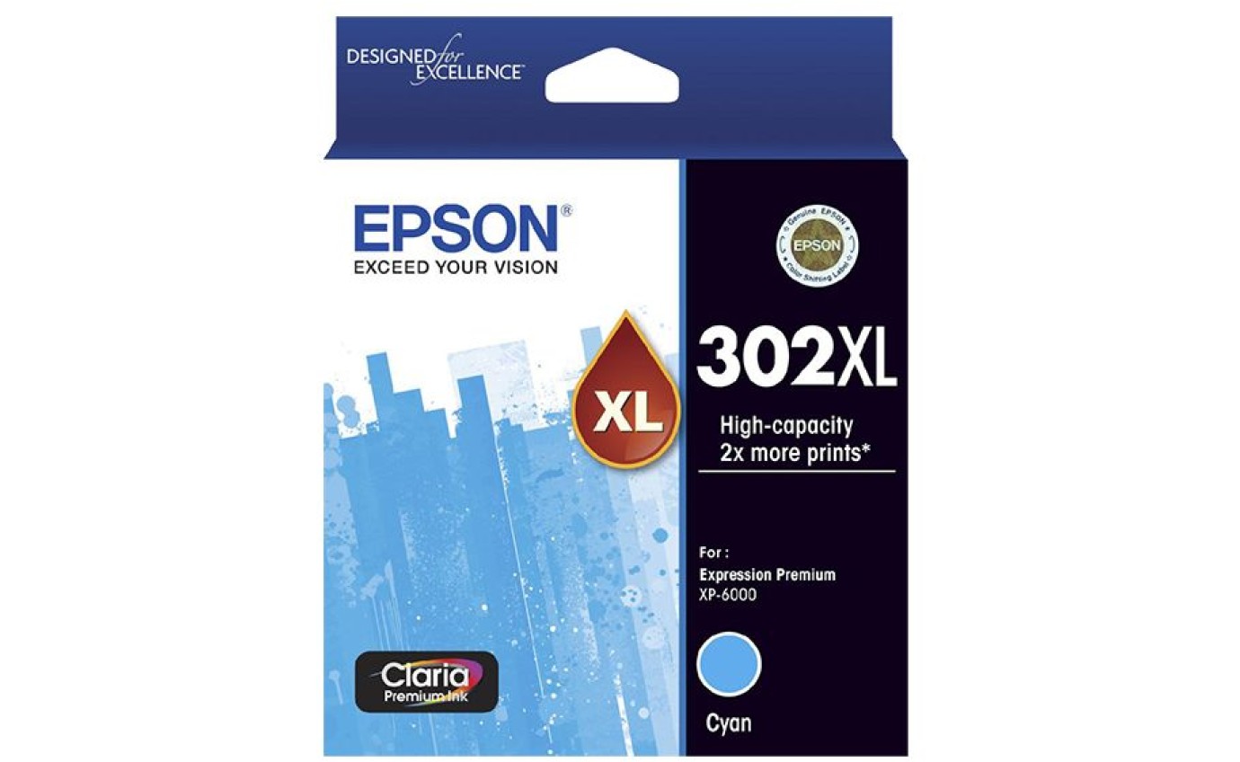 Epson 302XL Claria Premium High Yield Ink Cartridge (Cyan) T01Y292