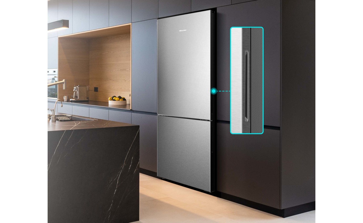 Hisense 417L PureFlat Bottom Mount Fridge (Stainless Steel) HRBM418S