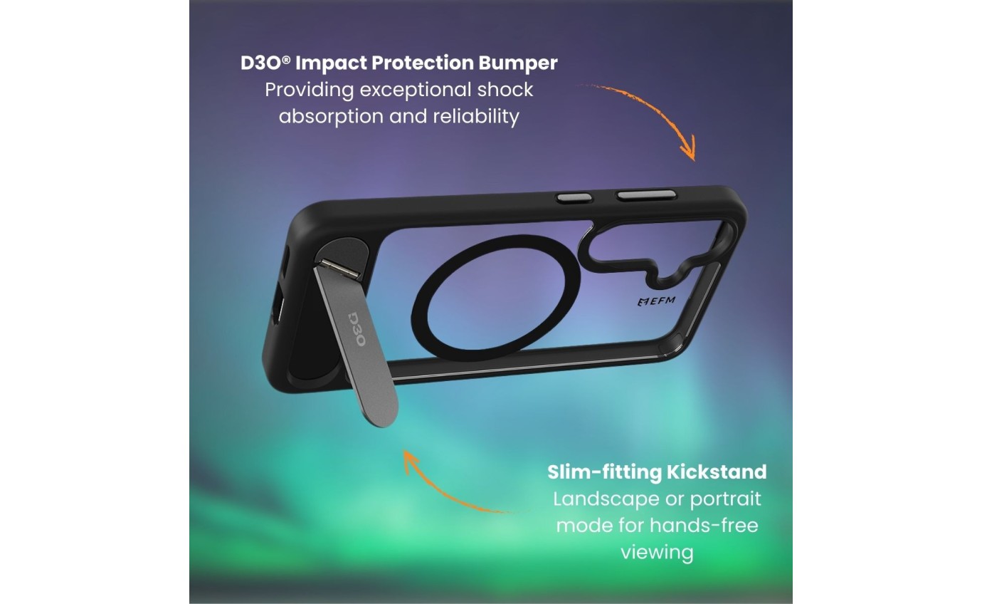 EFM Alta Case with D3O&reg; Bio for Samsung Galaxy S25+ (Black/Clear) EFCTASG295BLA