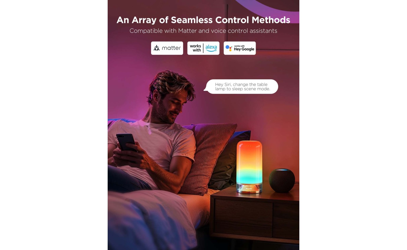 Govee Table Lamp 2 Smart RGBIC Wi-Fi & Matter-Enabled Bedside Lamp H6022ED1