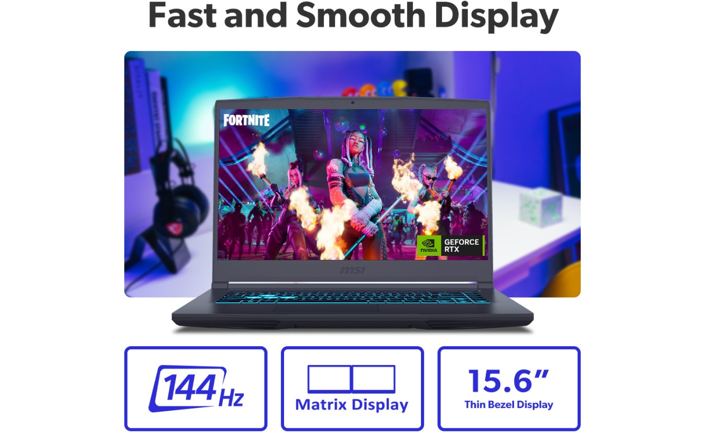 MSI 15 inch Thin Gaming Laptop i5-13420H RTX 3050 16GB RAM 512GB W11H B13UC2443AU