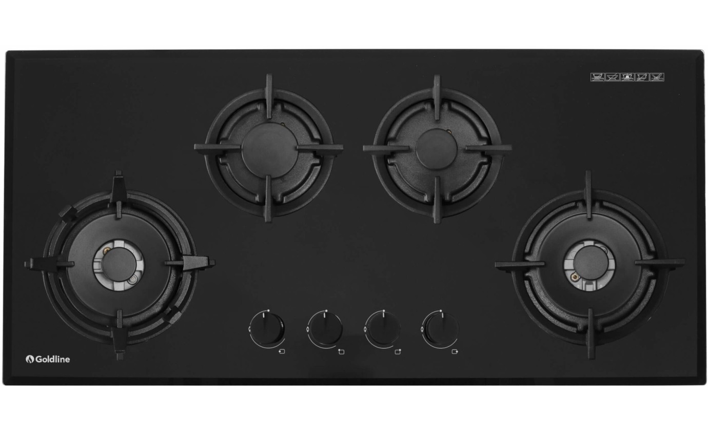 Goldline 93cm Narrow 4 Burner Gas Cooktop (Black) SAB4GLB