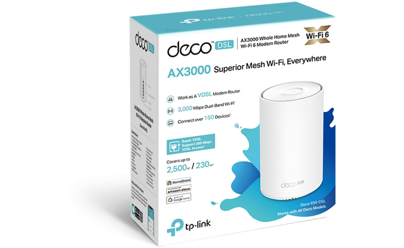 TP-Link Deco X50 AX3000 VDSL Whole Home Mesh WiFi 6 Router (1 Pack) DECOX50DSL1PACK