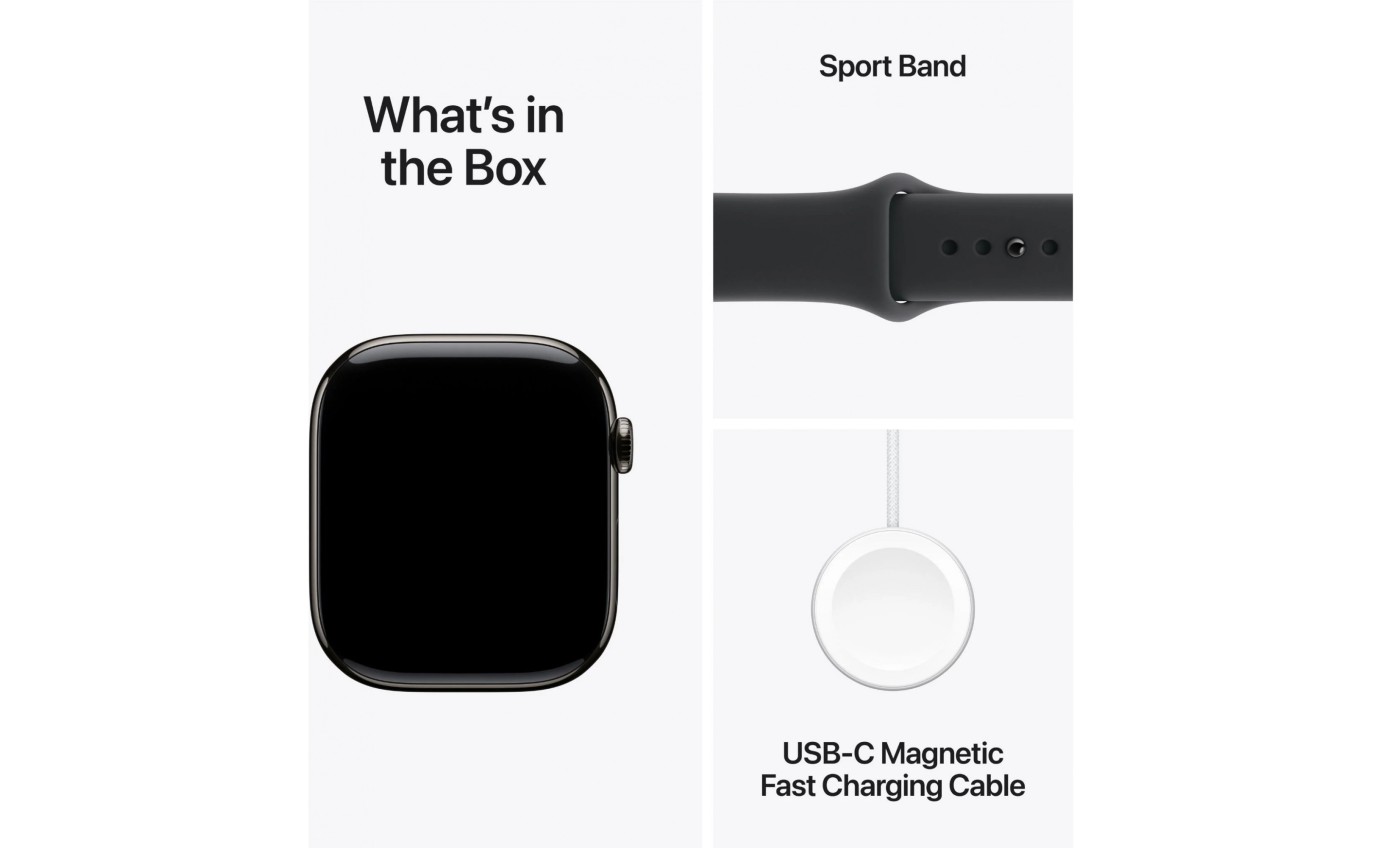 Apple Watch Series 11 GPS + Cellular 42mm Slate Titanium Case with Black Sport Band (M/L) MF8T4XA