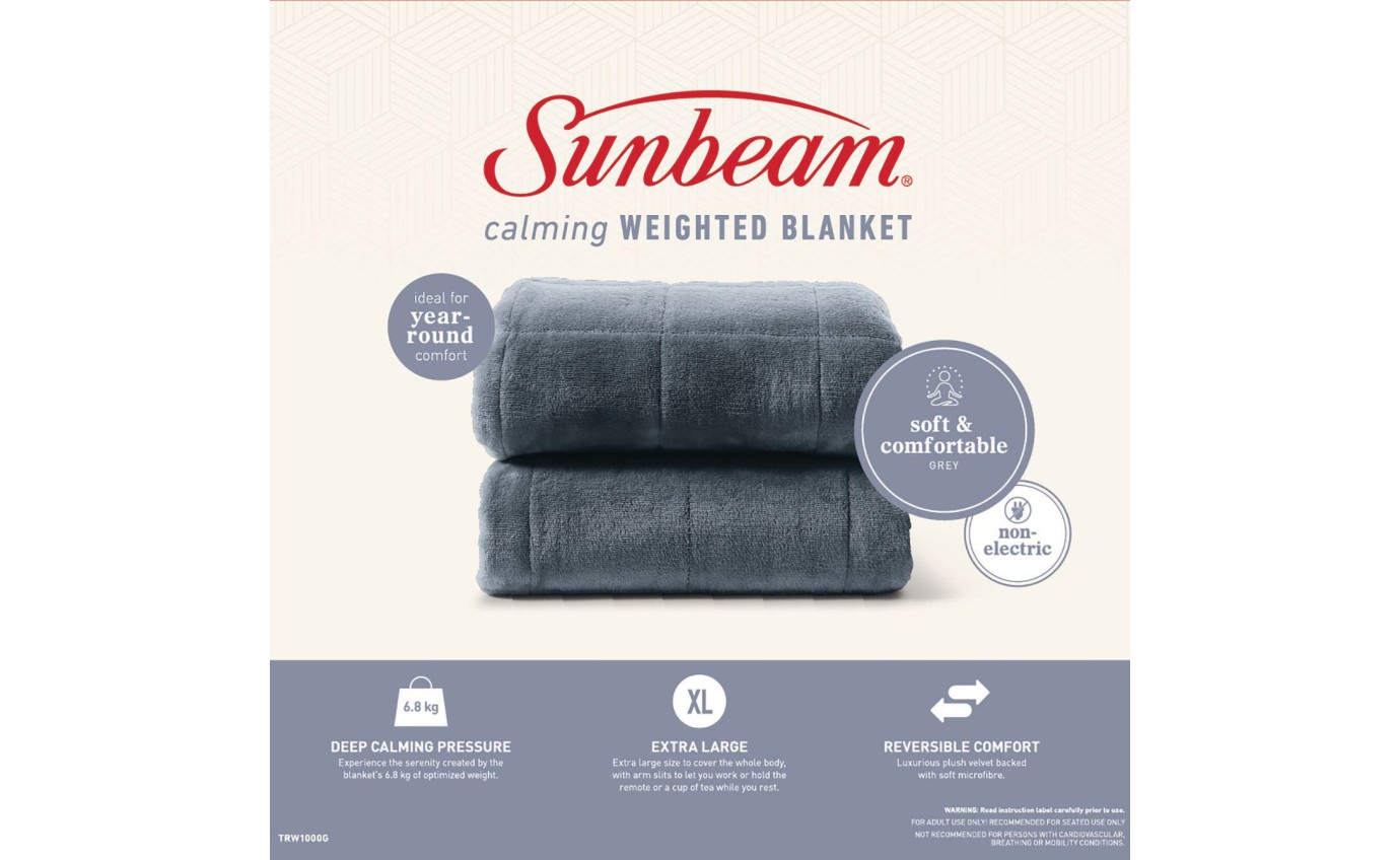 Sunbeam Snug & Cosy Weighted Throw Blanket TRW1000G