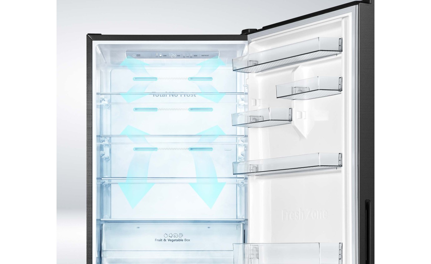 Hisense 417L PureFlat Bottom Mount Fridge (Black Steel) HRBM418B