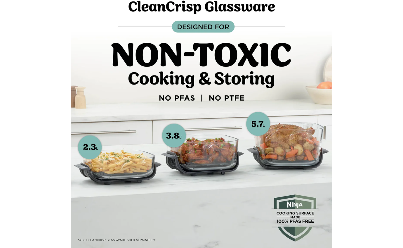 Ninja Crispi Pro&trade; 6-in-1 Countertop Glass Air Fryer 5.7L (Cyberspace) AS101BLANZ