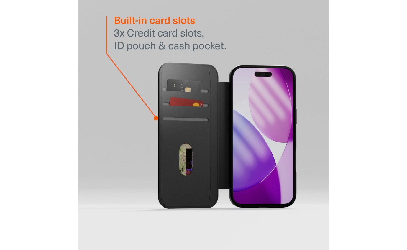 Cygnett MagWallet Magnetic Leather Wallet Case for iPhone 17 Pro (Black) 11901341001