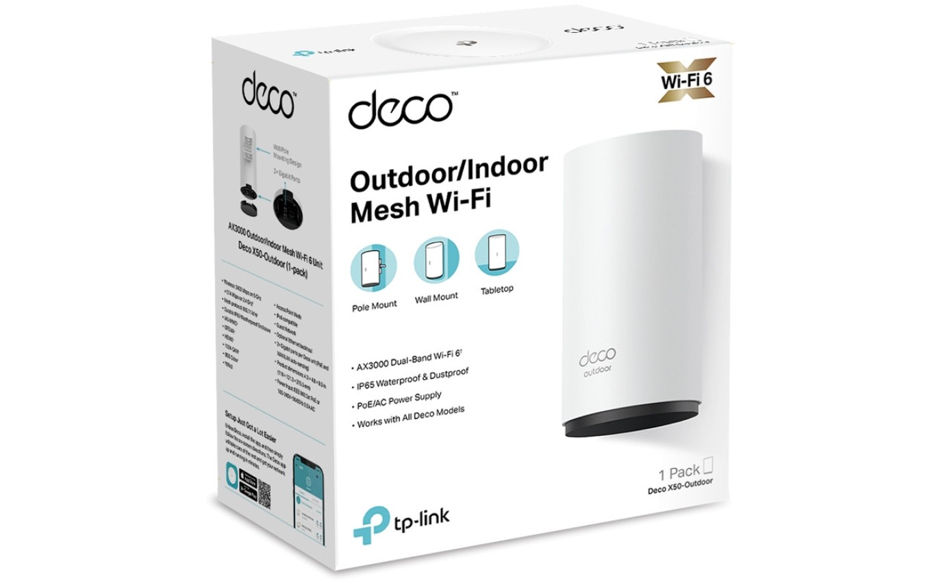 TP-Link AX3000 Outdoor / Indoor Whole Home Mesh WiFi 6 Unit DECOX50OUTDOOR