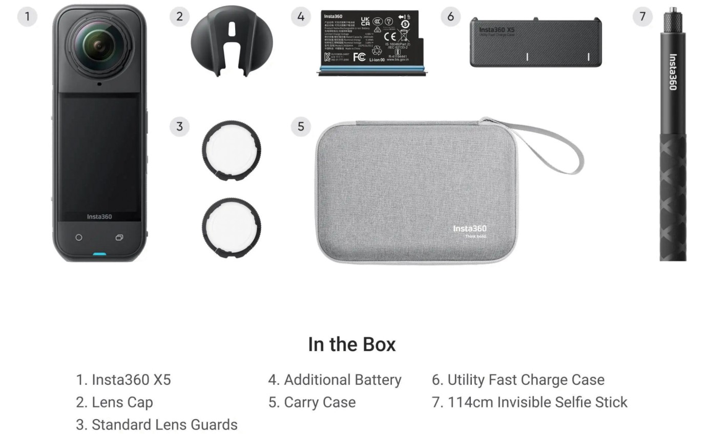 Insta360 X5 8K 360 Action Camera Essentials Bundle INSTAONEX5ES