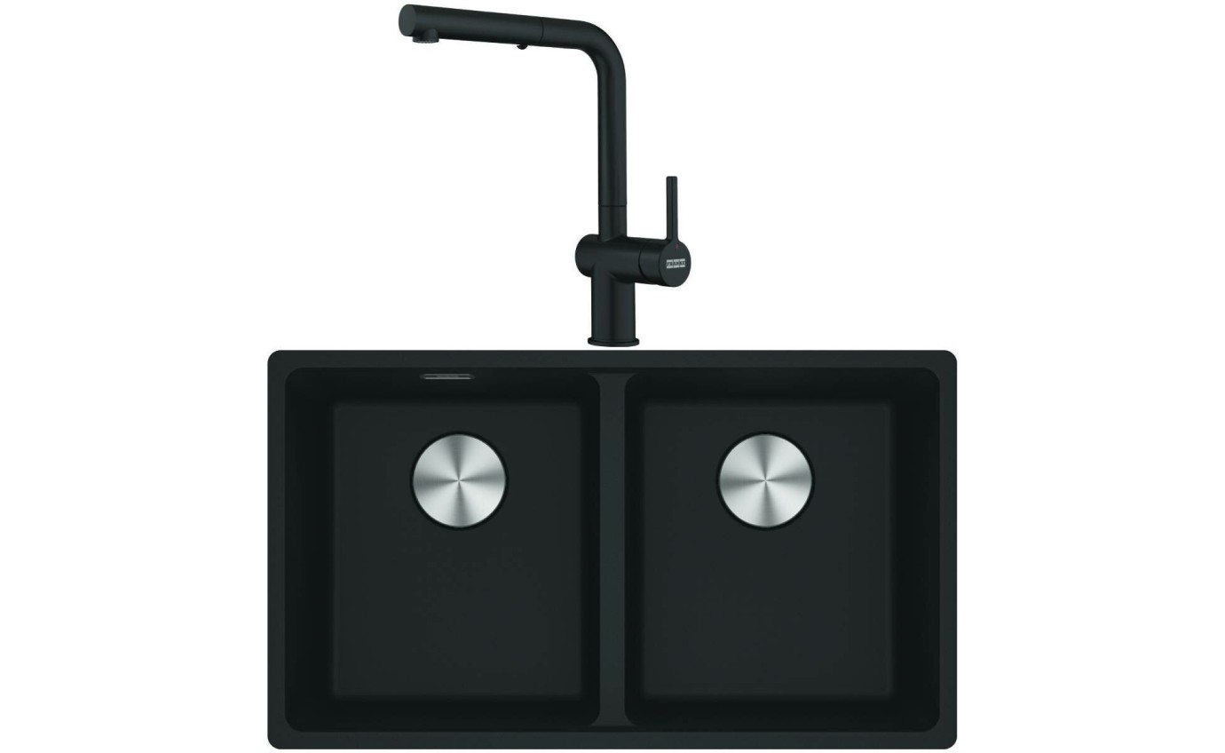 Franke Maris Double Bowl Sink and Pull-out Tap (Matte Black) MRG620MBTA7721B