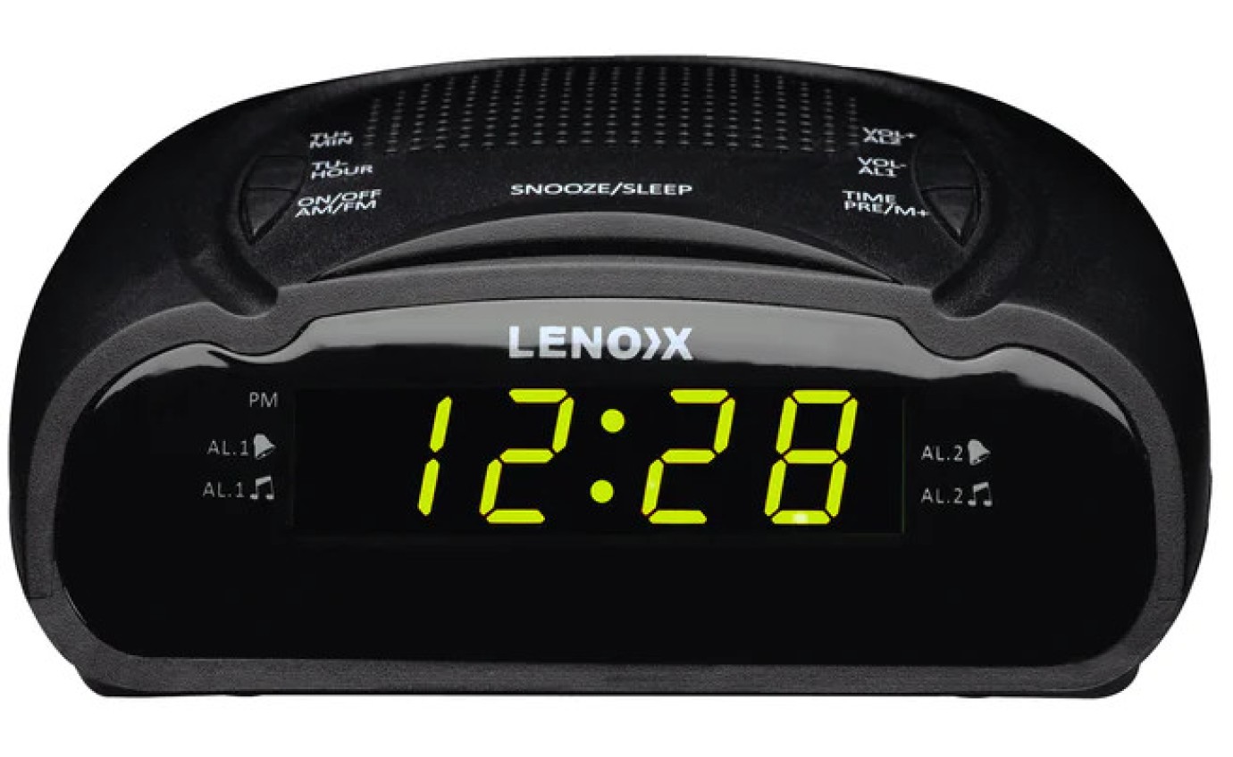 Lenoxx AM/FM Clock Radio (Green LED) CR21