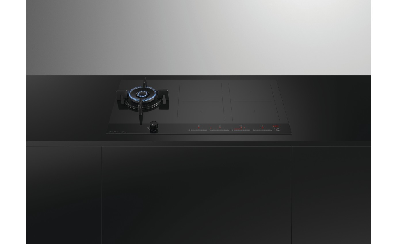 Fisher & Paykel 90cm Series 9 1 Burner + 4 Zone Hybrid Cooktop, 2 SmartZones, Natural Gas CGI905DNGTB4