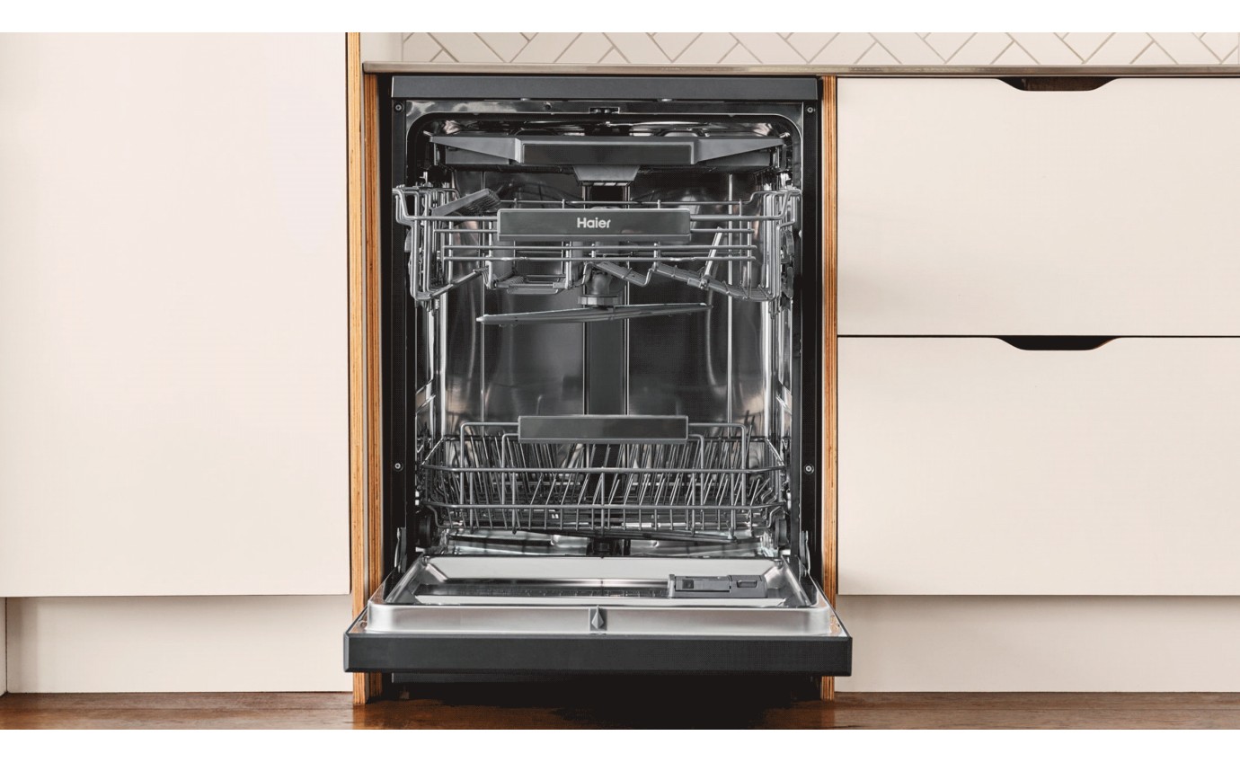 Haier 60cm Built-under Dishwasher with Steam Sanitise (Black) HDW15U3B1