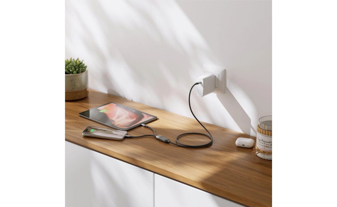 ALOGIC Split 2-in-1 USB-C to C and 100W Charge Cable 1.2m (Black) AS2CCBK