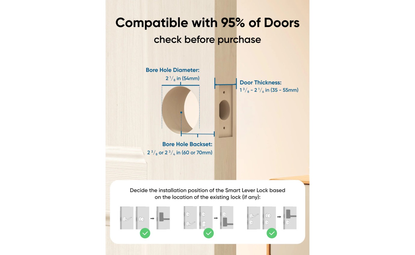 eufy Security Smart Lever Lock C33 (Nickel) T85L0C21