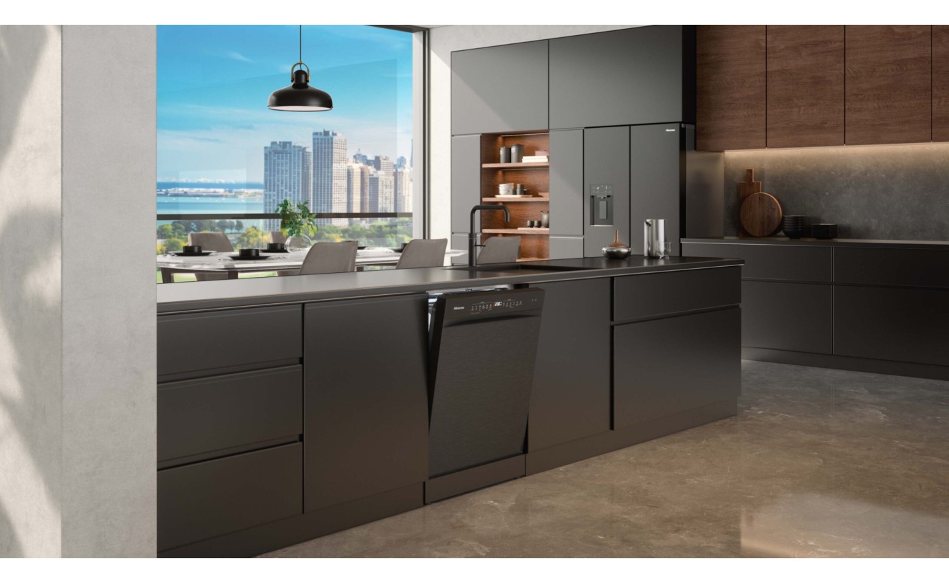 Hisense 60cm Freestanding Dishwasher (Black Steel) HSAP16FB