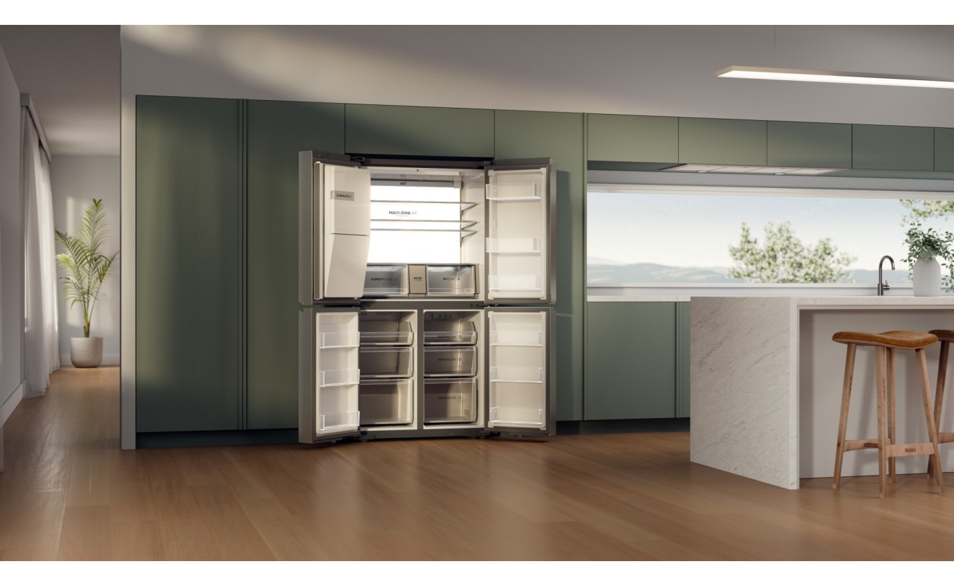 Haier 601L 600 Series Quad Door Refrigerator Freezer (Satina) HRF680YZS