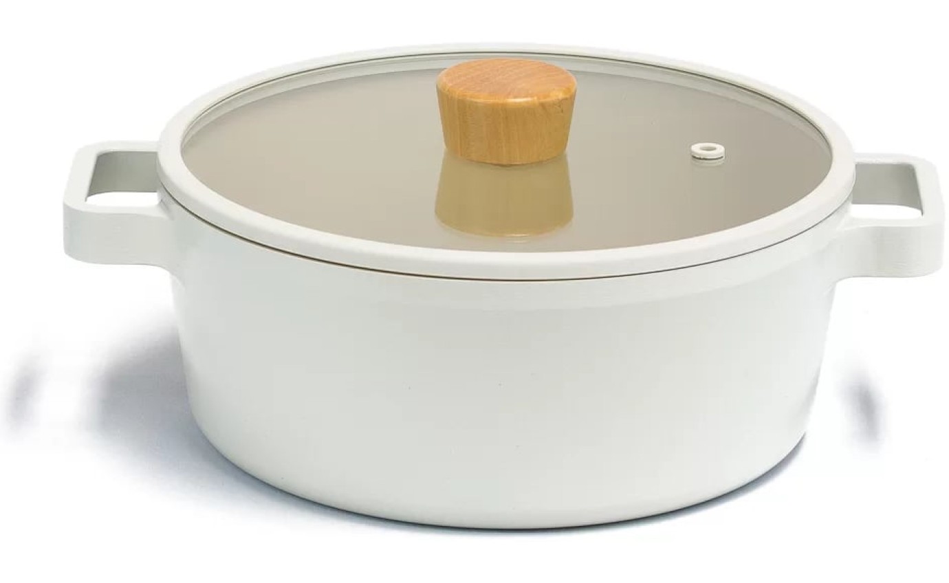 Neoflam Fika 22cm Induction Stockpot with Silicon Rim Glass Lid EKFGC22