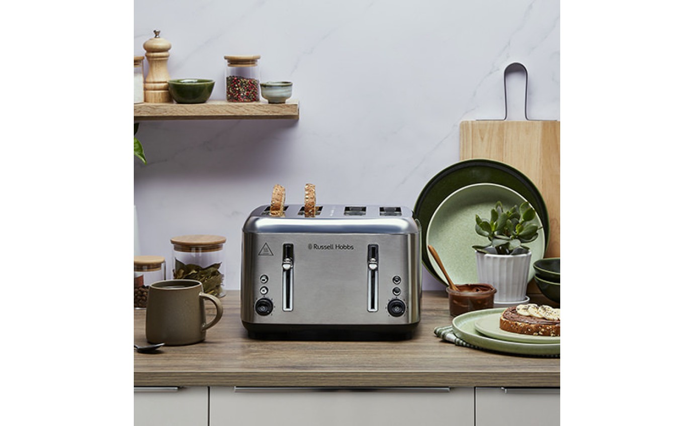 Russell Hobbs Addison 4 Slice Toaster (Brushed Stainless Steel) RHT514BRU