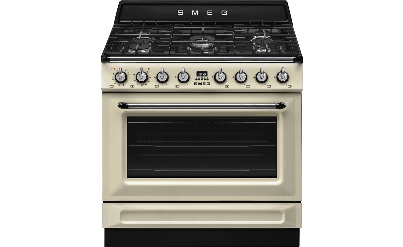 Smeg 90cm Victoria Dual Fuel Pyrolytic Cooker (Cream) TRA90GPP