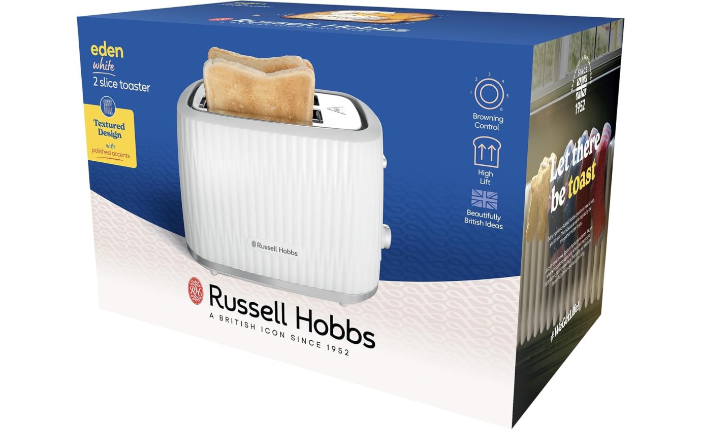 Russell Hobbs Eden 2 Slice Toaster (White) RHT2737WHT