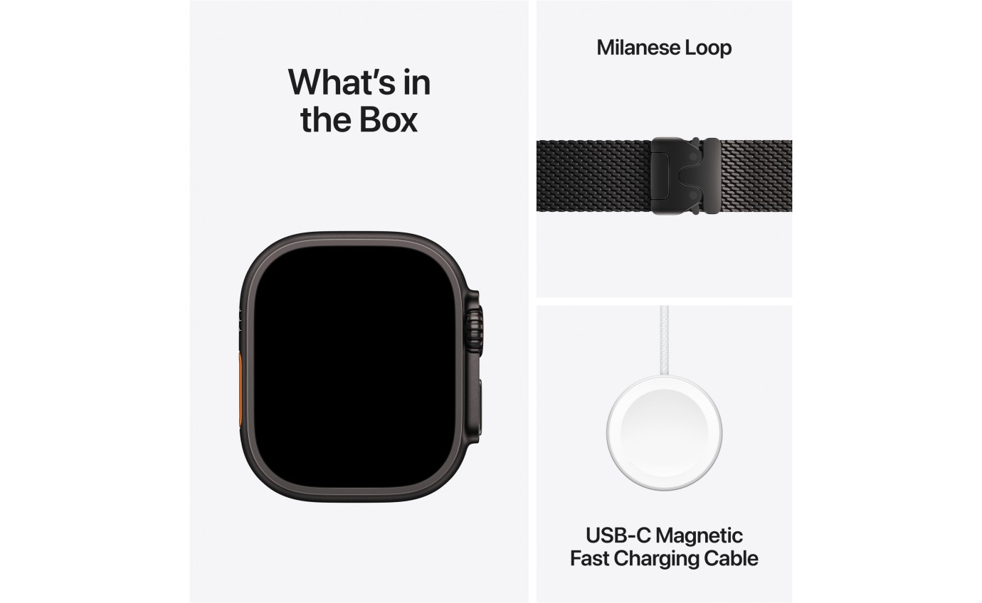 Apple Watch Ultra 3 49mm Black Titanium Case with Black Titanium Milanese Loop (Medium) MF1Q4XA