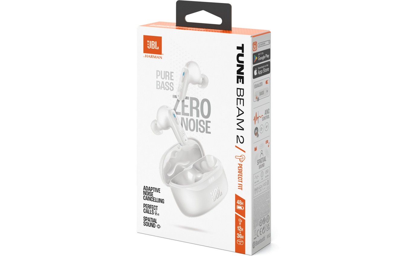 JBL Tune Beam 2 True Wireless Noise Cancelling Earbuds (White) JBLTBEAM2WHTAS