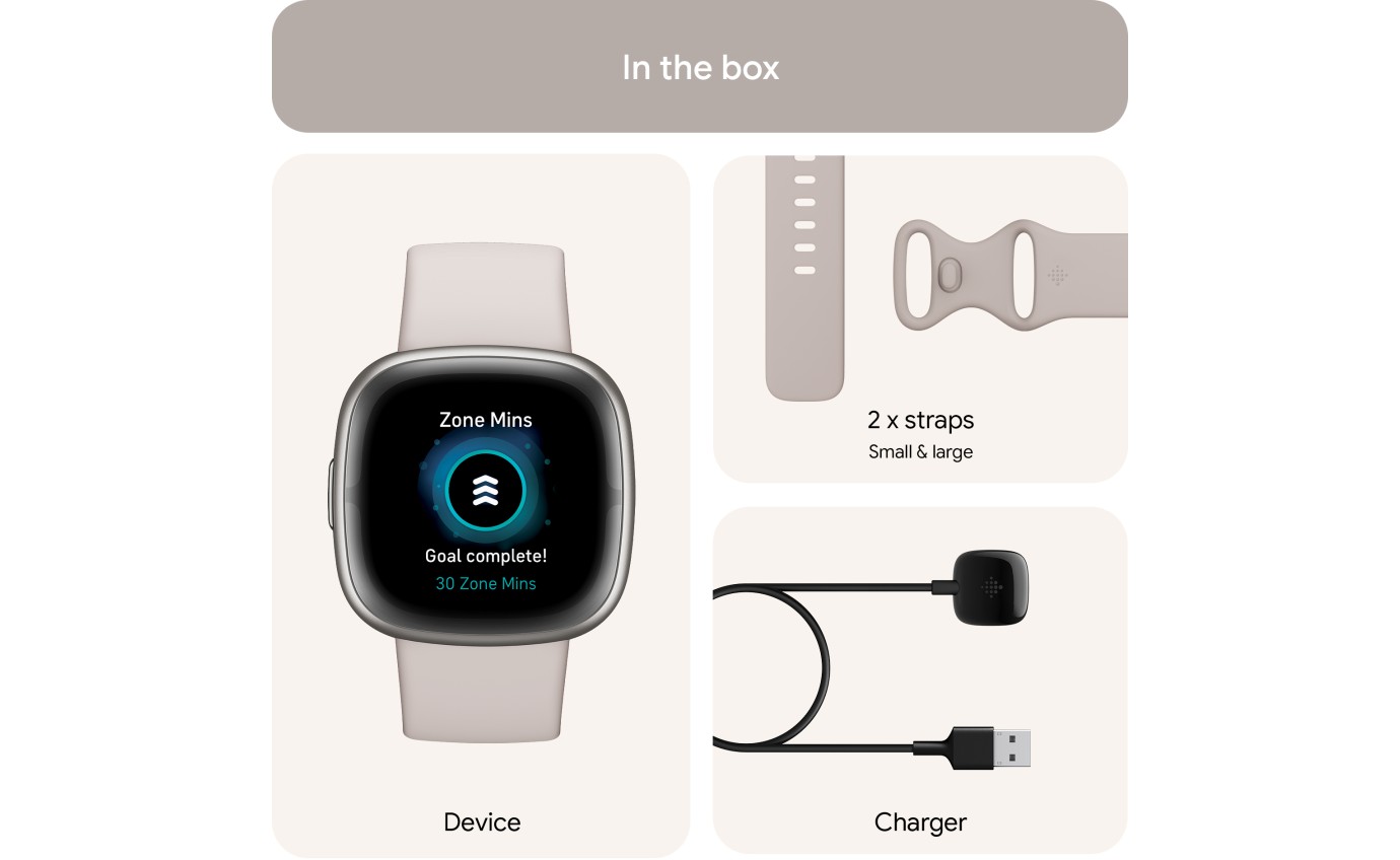 Fitbit Sense 2 Smartwatch (Lunar White/Platinum Aluminium) FB521SRWTFRCJK
