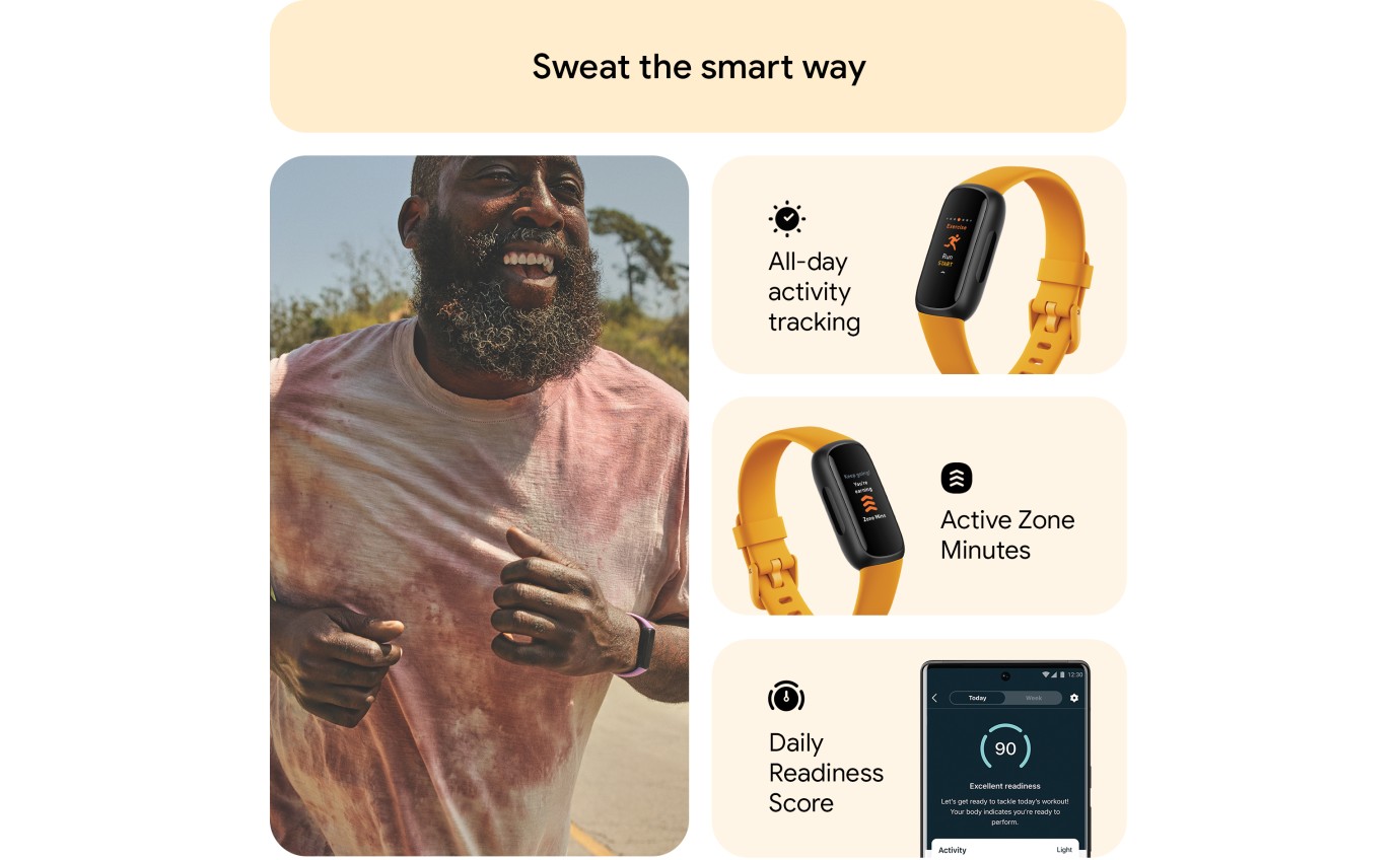 Fitbit Inspire 3 Smartwatch (Morning Glow/Black) FB424BKYWFRCJK