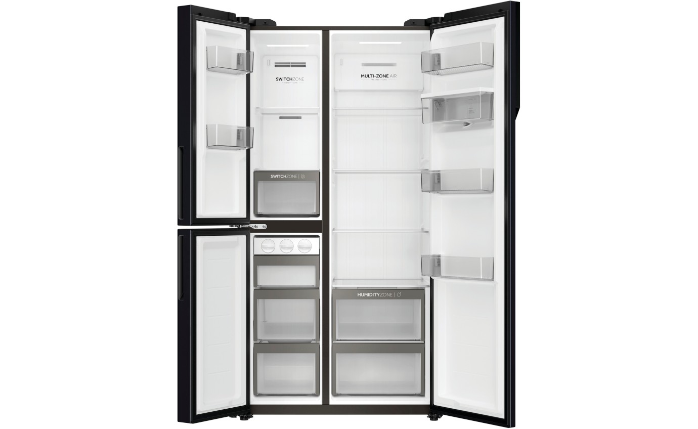 Haier 574L S+ Three Door Side by Side Fridge (Black) HRF575XHC
