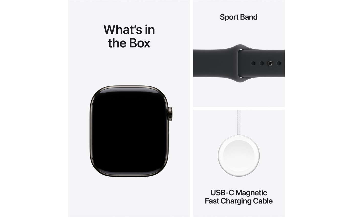 Apple Watch Series 11 GPS + Cellular 46mm Slate Titanium Case with Black Sport Band (S/M) MFD14XA