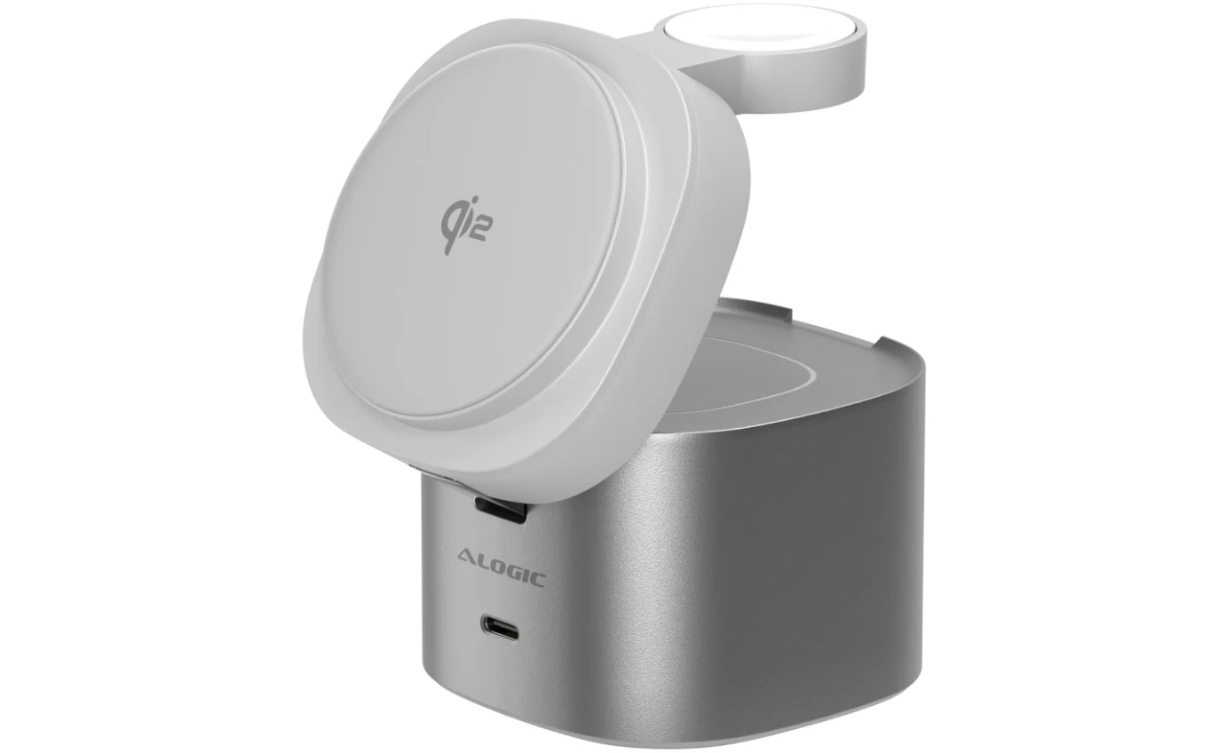 ALOGIC PowerPod 4-in-1 Qi2 Fast Wireless Charging Stand (White) AL41WCPOWH